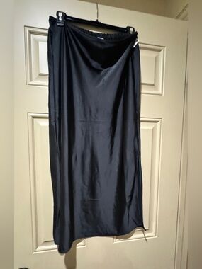 Old Navy Black Satin Midi Slip Skirt